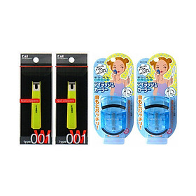 Combo Bấm Móng Tay Chống Gỉ Sét KAI ( Màu Xanh ) + Dụng Cụ Bấm Mi Cong Hoàn Hảo( Màu Xanh) - Nội Địa Nhật Bản