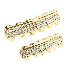 Double Zircon Drill Top Bottom Grill Hip Hop Mouth Teeth Grills Caps Silver