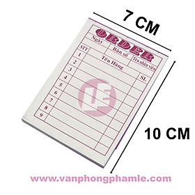 Sổ order có chữ 7 cm x 10 cm 2 liên Lốc 10 Cuốn