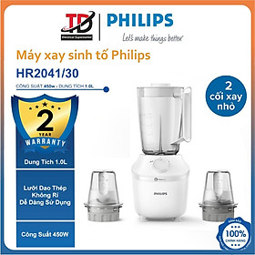 Máy xay sinh tố Philips HR2041/30, 3 cối - 450W, Hàng chính hãng