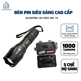 Đèn Pin Siêu Sáng XML-T6  Cao Cấp Hợp Kim Chống Nước Pin Có Thể Sạc Lại Hộp Full Box- MINIIN Chính Hãng