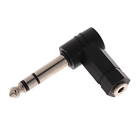 6.35mm Male Plug to 3.5mm Female Jack MIC Headset Audio Elbows Connector