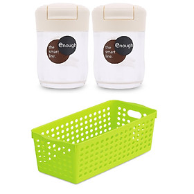 Mua Combo 02 hộp đựng gia vị Inomata 68ml + 01 rổ nhựa đựng đồ đa năng Inomata (Cỡ nhỏ) - Nội địa Nhật Bản