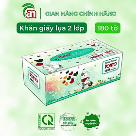 Hộp khăn giấy lụa PONYO - khăn giấy lau mặt cao cấp siêu mịn, không bụi 2 lớp 180 tờ - Thiên An Nam paper