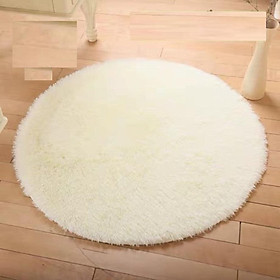 Mua Thảm Lông Trải Sàn Hình Tròn ( Đường Kính 1M ) Màu Trắng