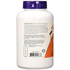 Viên Uống Now Plant Enzymes Với Lactase, Protease, Papain & Bromelain (240 Viên Nang Thực Vật)