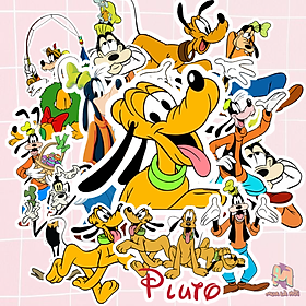 Miếng dán Stickers chủ đề Pluto & Goofy Dog