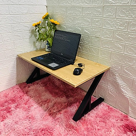 Mua Bàn làm việc (R40*D80*C35cm) chân sắt chữ Z gấp bệt {GIÁ TẠI XƯỞNG} mặt gỗ MDF NHẬP KHẨU màu vàng vân gỗ sồi dày 17mm