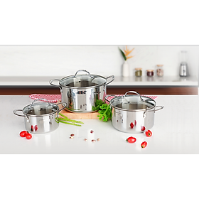 Mua Bộ nồi Inox cao cấp 3 lớp liền đáy Elmich Tri- Max (16-20-24cm)