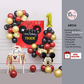 Set bóng trang trí chủ đề Chuột Mickey Siêu Hot ,Tone Xanh. Hồng,Đỏ