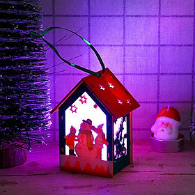 Siaonvr LED Light Wooden Dolls House Villa Christmas Ornaments Xmas Tree Hanging Decor