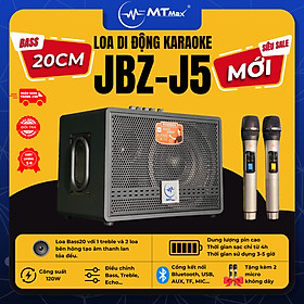 Loa Xách Tay Di Động JBZ J5 Bass 20cm Siêu Trầm Kèm 2 Micro Không Dây Bảo Hành 12 Tháng Hàng Chính Hãng