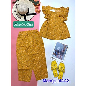 Đồ bộ nữ, đồ ngủ mặc nhà lửng 9 tấc vải lụa mango cao cấp họa tiết hoa nhí size 47-60kg