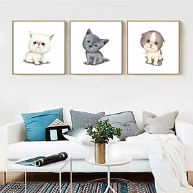 Tranh dán tường bộ 3 chú mèo đáng yêu Tipo_0140