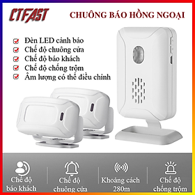 Chuông Báo Khách Cửa Hàng, Báo Động Chống Trộm Cảm Biến Chuyển Động Hồng Ngoại Không Dây CTFAST 02 - Lời Chào Báo Khách Ghé Thăm, Dọa Trộm Xâm Nhập