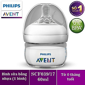 Bình sữa mô phỏng tự nhiên hiệu Philips Avent (60 ml - đơn) cho trẻ từ 0 tháng tuổi SCF039.17