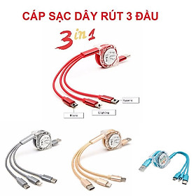 Mua Cáp sạc 3 đầu dây rút tiện lợi dùng được cho mọi điện thoại