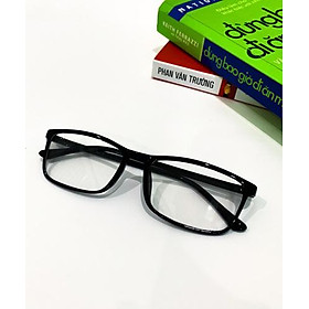 Gọng Kính Đen Bóng Mắt Vuông Giả Cận Unisex TR110 - Nhựa Dẽo Chống Gãy Khi Va Đập Mạnh - Gọng Nhẹ Dễ Đeo - CHống UV - Bám Bụi