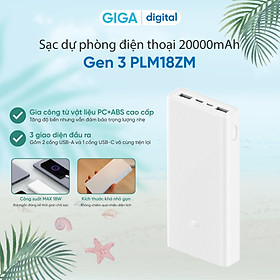 Sạc dự phòng Xiaomi 20000mAh Gen3 Xiaomi sạc nhanh 18W  hàng nhập khẩu