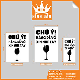 Set 50/100 Tem hàng dễ vỡ dán thùng hàng, kiện hàng (15x10cm, 8x10cm, 8x4cm) - tem sticker dán đơn hàng dành cho shop