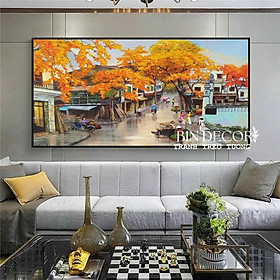 (HCM)Tranh treo tường kim sa phố cổ hà nội 1 trang trí decor quán nhà hàng nhiều mẫu mới