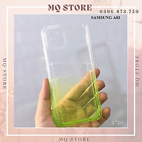 Ốp lưng cho Samsung A03 dẻo trong 2 màu có khay nhét thẻ, bảo vệ camera ( hàng chính hãng)