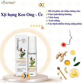 Xịt họng keo Ong Úc Vitatree Super Propolis Spray Complex with Honey 15+ Giúp bổ sung kháng khuẩn tự nhiê, Giảm đau rát viêm họng, ho, nhiệt lỡ miệng - OZ Slim Store