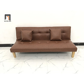 Ghế sofa bed phòng khách nhỏ nâu đậm simili giả da nhiều kích cỡ