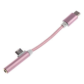 Type-C To 3.5mm Headphone Audio USB-C Charging Splitter Adapter Rose Gold