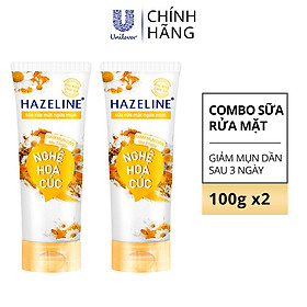 Combo 2 tuýp Sữa rửa mặt ngừa mụn Hazeline Nghệ Hoa Cúc 100g