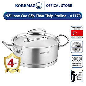 Nồi inox 18/10 thân thấp Korkmaz Proline 4.5 lít - 24x10 cm