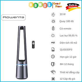 Quạt Không Cánh, Kiêm Lọc Không Khí ROWENTA ECLIPSE QU5030F0 12 Cấp Độ Gió, Lọc Sạch 99,95% Bụi Mịn, Cảm Biến Nhiệt Độ Auto, Ồn Cực Thấp, Công Suất 33 W - Hàng Nhập Khẩu Đức