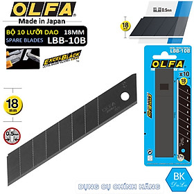 [Hàng Nhật] Hộp 10 Lưỡi dao cắt rọc UltraSharp 18mm Nhật OLFA LBB-10B- màu đen
