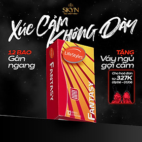 Bao cao su LifeStyles Fantasy Gân Ngang, Nhiều Gel Bôi Trơn tăng Khoái Cảm - Hộp 12 bao