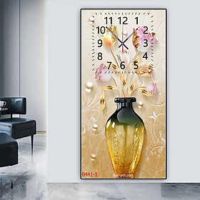 Mua Tranh Đồng Hồ Bình Hoa Sang Trọng Tuyệt Đẹp - Đồng Hồ Treo Tường Kim Trôi Chạy Êm Không Gây Ồn