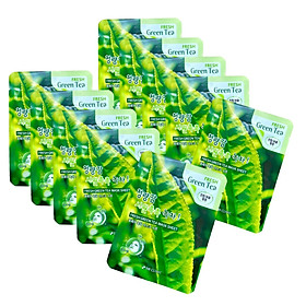 Combo 10 Mặt Nạ 3W Clinic Fresh Green Tea Mask Sheet Trà Xanh Giảm Mụn 23ml/Miếng