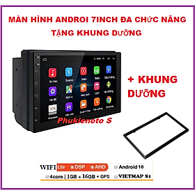 Màn hình cảm ứng Full HD 1080 Android 10. Đầu dvd androi 7 inch RAM 1Gb ROM 16Gb có tiếng Việt lắp cho các dòng ô tô, xe hơi- Tích hợp Bluetooth, Wifi, module GPS kèm khung dưỡng.