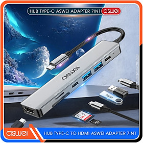 Mua Hub Type C ASWEI 7 in 1 To HDMI  USB 3.0  SD  TF  USB-C  PD 100W - Hàng Chính Hãng