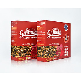 Combo 2 Ngũ Cốc Tăng Cơ Giàu Năng Lượng Phối trộn Chocolate đen và Coconut, dòng Super Power - Ohh Granola, Tiêu Chuẩn FDA Hoa Kỳ, Hộp 250g