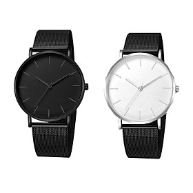 2x Mens Watch Luxury Case Analog Wristwatch Black Band