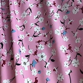 Vải lụa Nhật 100D mềm mịn co giãn họa tiết hoa đào trắng