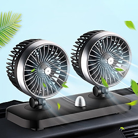 USB Twins Fan Car Cooling Air Fan Portable Durable for Office Home 2 Speeds