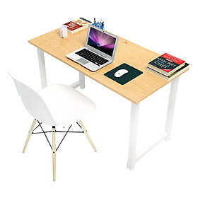 Bộ Bàn Oak-T Vân Gỗ Sồi Chân Gấp Gọn Và Ghế Eames Chân Gỗ IBIE TOOATO12W-EAMSW - Trắng