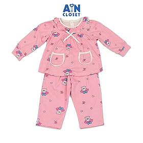 Bộ quần áo Dài bé gái họa tiết Thỏ Melo Hồng Thun cotton - AICDBGELLEJI - AIN Closet