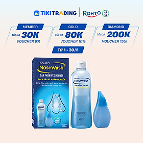 Bộ sản phẩm rửa mũi tiện dụng Rohto NoseWash (1 bình vệ sinh mũi Easy Shower + 1 chai dung dịch 400ml)