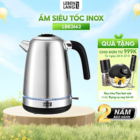 Ấm siêu tốc LEBENLANG LBWE7762 bằng inox 1.7 lít, công suất 2200W, bảo hành 2 năm - hàng chính hãng