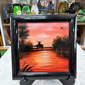 Mua Tranh Sơn Mài Đồng Quê Cao Cấp 40x40 cm trang trí nhà cửa  làm quà tặng ý nghĩa