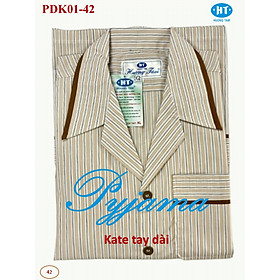 Bộ Pyjama HUONGTAM Kate tay dài nam cao cấp(PDK01N15). Chất liệu Kate loại tốt: mềm mại, thoáng mát, không phai màu