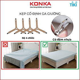 Bộ 4 kẹp ga giường drap chống xê dịch có đệm nhựa