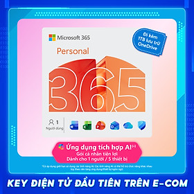 KEY ĐIỆN TỬ Phần mềm Microsoft 365 Personal EP2-32313 | 12 tháng | Dành cho 1 người | 5 thiết bị/tài khoản | Word, Excel, PowerPoint | 1TB OneDrive